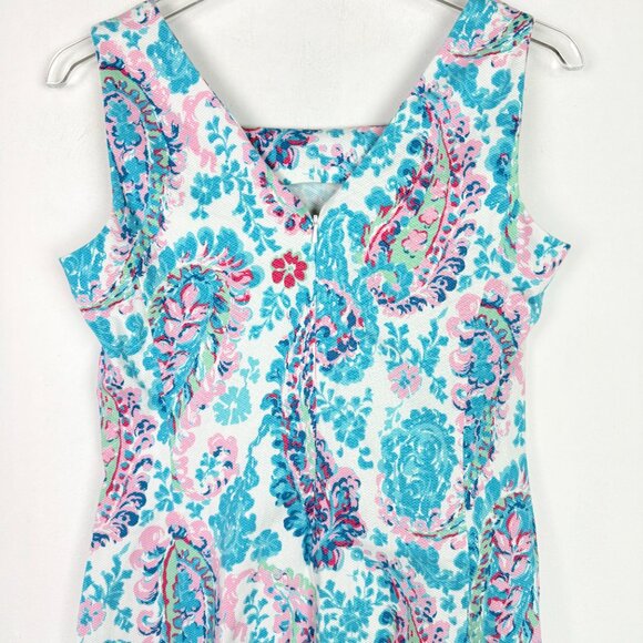 Talbots Petite Fresco Paisley Sheath Dress Sleeveless Blue Size 2P 2 Petite EUC - Picture 8 of 10